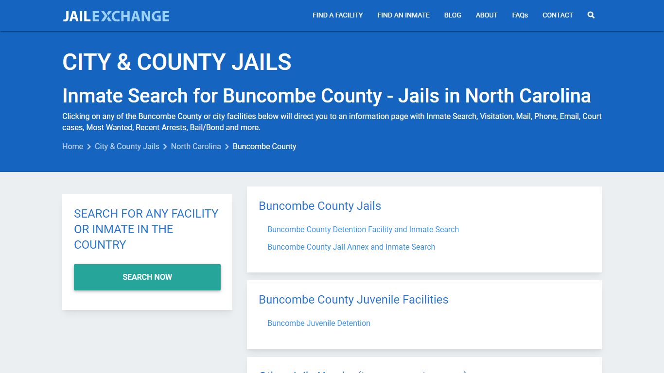 Inmate Search for Buncombe County | Jails in North Carolina - Jail Exchange